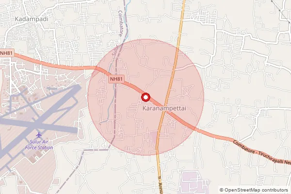 Map showing approximate area covered by Pincode 641401 — Kangayampalayam So, Coimbatore