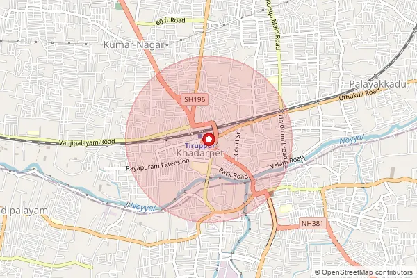 Map showing approximate area covered by Pincode 641601 — Tirupur Ho, Tiruppur