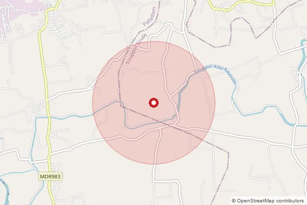 Map showing approximate area covered by Pincode 641605 — Ugayanur Bo, Tiruppur