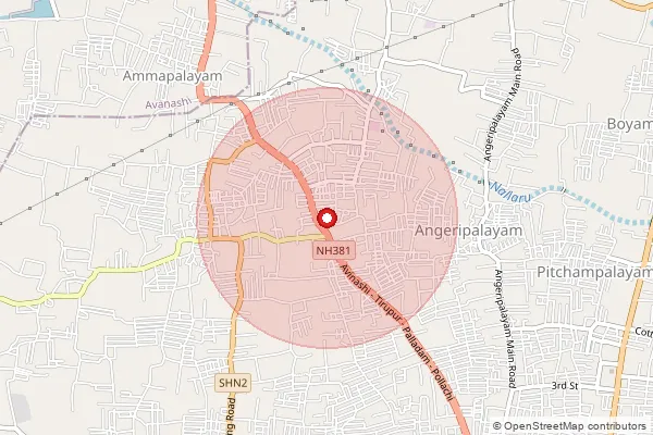 Map showing approximate area covered by Pincode 641652 — 15 Velampalayam Bo, Tiruppur