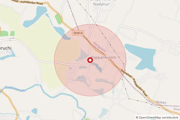 Map showing approximate area covered by Pincode 641655 — Pappankulam Bo, Tiruppur