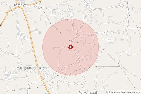 Map showing approximate area covered by Pincode 641663 — Samalapuram Bo, Tiruppur