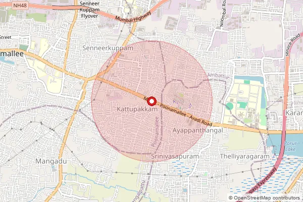 Map showing approximate area covered by Pincode 641667 — Pongalur So, Tiruppur