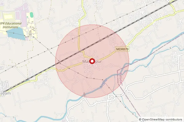 Map showing approximate area covered by Pincode 641668 — Subbarayanpudur Bo, Coimbatore