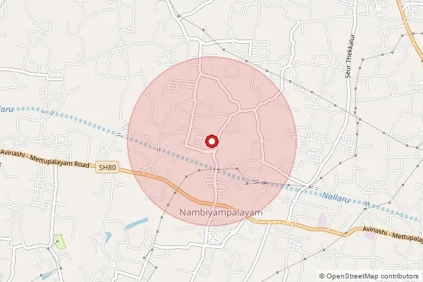 Map showing approximate area covered by Pincode 641670 — Karavalur So, Tiruppur