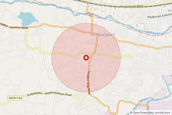 Map showing approximate area covered by Pincode 641687 — Iduvampalayam So, Tiruppur