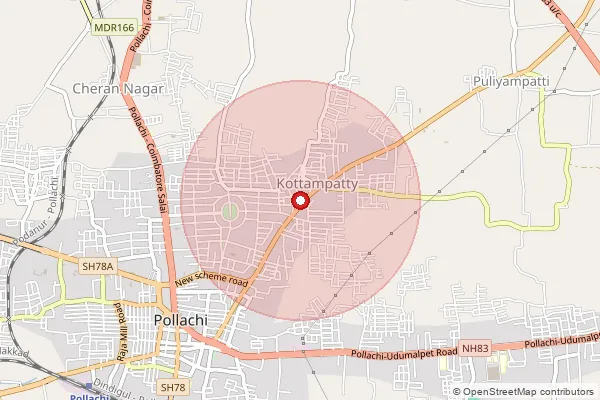 Map showing approximate area covered by Pincode 642002 — Mahalinga Puram S.O, Coimbatore