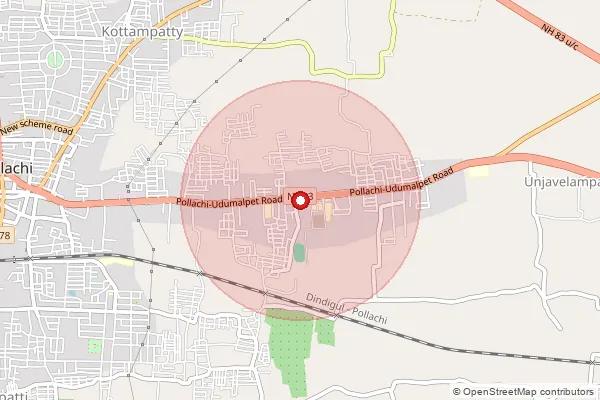 Map showing approximate area covered by Pincode 642003 — Makkinaicken Patti S.O, Coimbatore