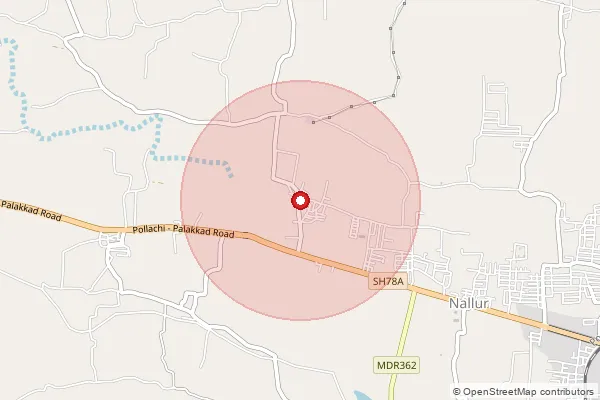 Map showing approximate area covered by Pincode 642005 — Zamin Muthur S.O, Coimbatore