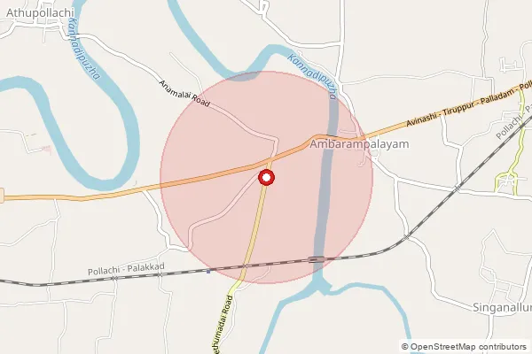 Map showing approximate area covered by Pincode 642103 — Ambarampalayam S.O, Coimbatore