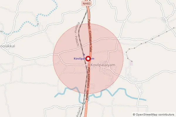 Map showing approximate area covered by Pincode 642110 — Kovilpalayam S.O, Coimbatore