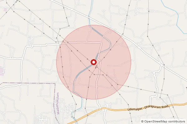 Map showing approximate area covered by Pincode 642111 — Agrahara Kannadiputhur B.O, Tiruppur