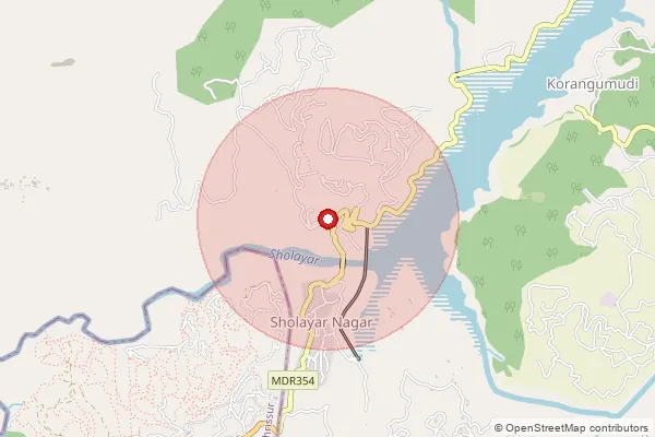 Map showing approximate area covered by Pincode 642125 — Sholayar Nagar S.O, Coimbatore