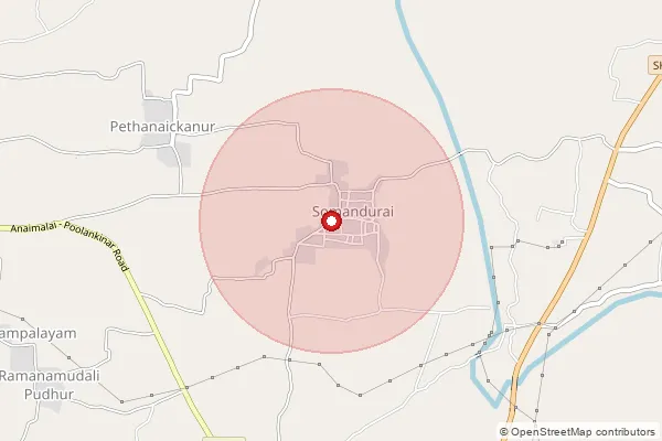 Map showing approximate area covered by Pincode 642134 — Somandurai S.O, Coimbatore
