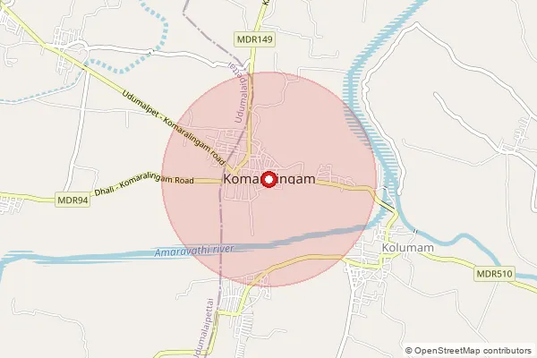 Map showing approximate area covered by Pincode 642204 — Kolumam B.O, Tiruppur
