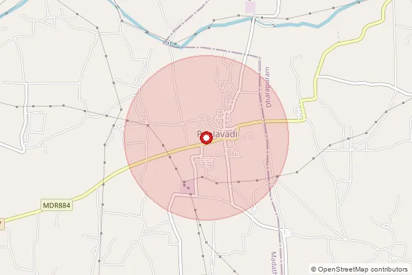 Map showing approximate area covered by Pincode 642206 — Athukinathupatti B.O, Tiruppur