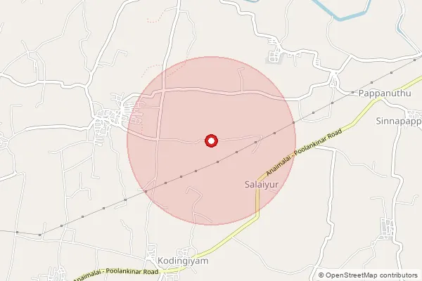 Map showing approximate area covered by Pincode 642207 — Pungamuthur S.O, Tiruppur