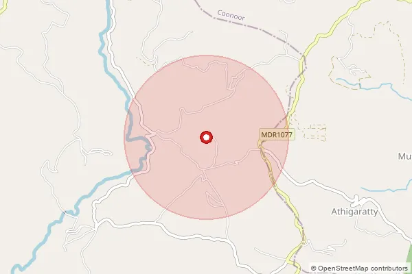 Map showing approximate area covered by Pincode 643003 — Nunthala B.O, The Nilgiris