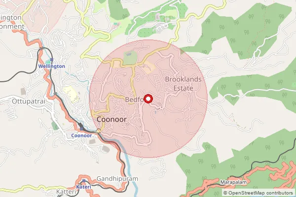 Map showing approximate area covered by Pincode 643101 — Coonoor H.O, The Nilgiris