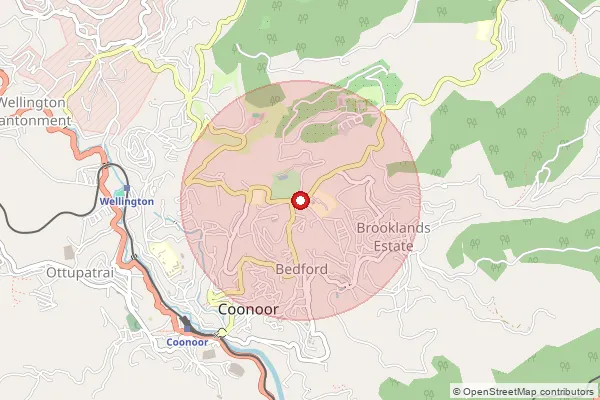 Map showing approximate area covered by Pincode 643103 — Pasteur Institute S.O, The Nilgiris