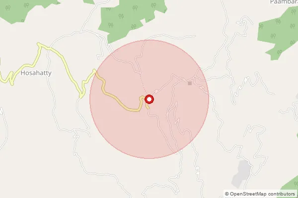 Map showing approximate area covered by Pincode 643216 — Kadinamalai B.O, The Nilgiris