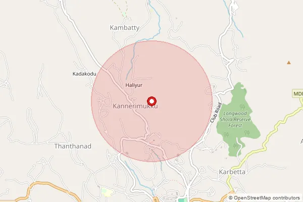Map showing approximate area covered by Pincode 643217 — Gundada B.O, The Nilgiris