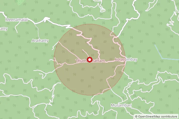 Map showing approximate area covered by Pincode 643218 — Kullakamby S.O, The Nilgiris