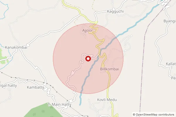 Map showing approximate area covered by Pincode 643220 — Cherambadi Tea Division B.O, The Nilgiris