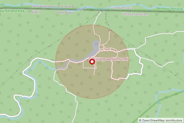 Map showing approximate area covered by Pincode 643223 — Moyarcamp B.O, The Nilgiris