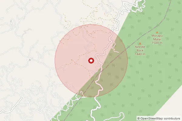 Map showing approximate area covered by Pincode 643225 — Rockwood Estate B.O, The Nilgiris