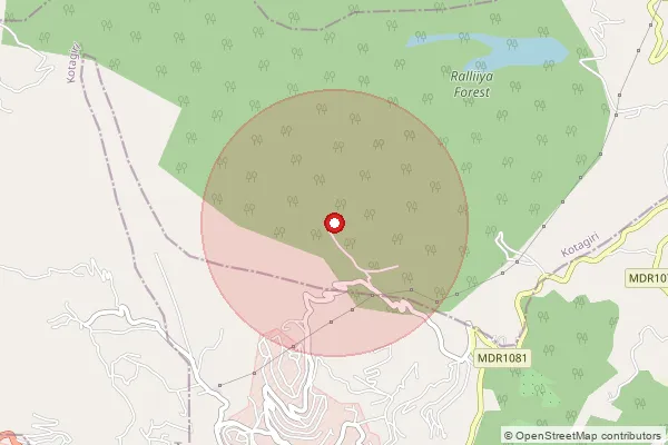 Map showing approximate area covered by Pincode 643231 — Defence Service Staff College S.O, The Nilgiris