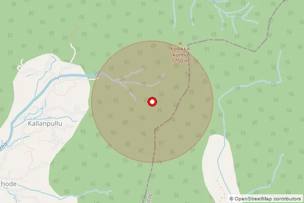Map showing approximate area covered by Pincode 643233 — Pandalur S.O, The Nilgiris