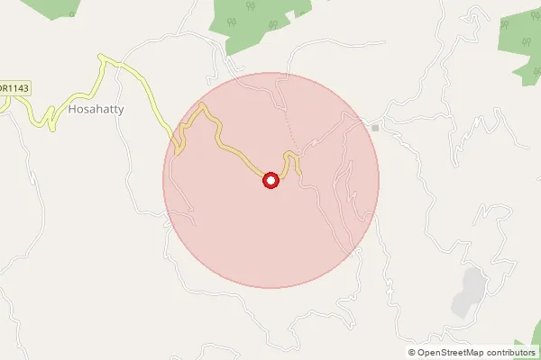 Map showing approximate area covered by Pincode 643236 — Hettakal B.O, The Nilgiris