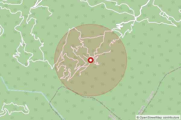 Map showing approximate area covered by Pincode 643238 — Pilloormattam B.O, The Nilgiris