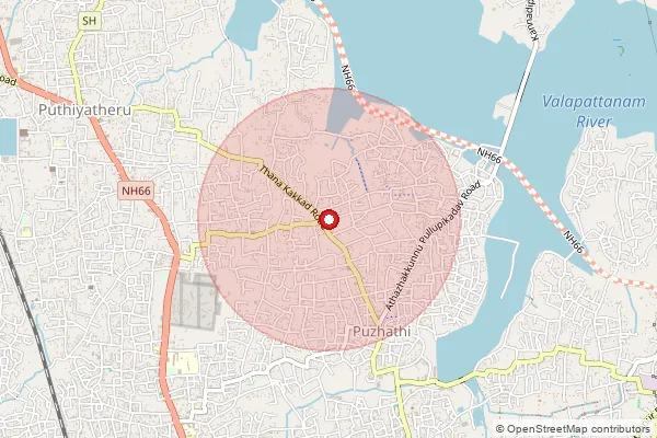 Map showing approximate area covered by Pincode 670005 — Kottali Bo, Kannur