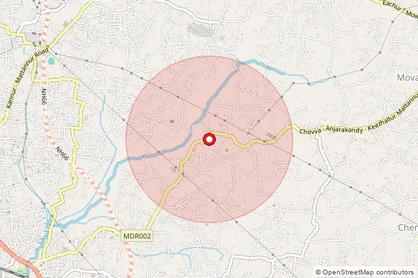Map showing approximate area covered by Pincode 670006 — Kappad Bo, Kannur