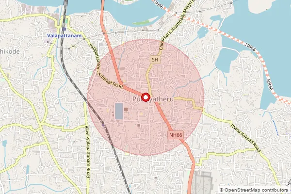 Map showing approximate area covered by Pincode 670011 — Kattampally Bo, Kannur