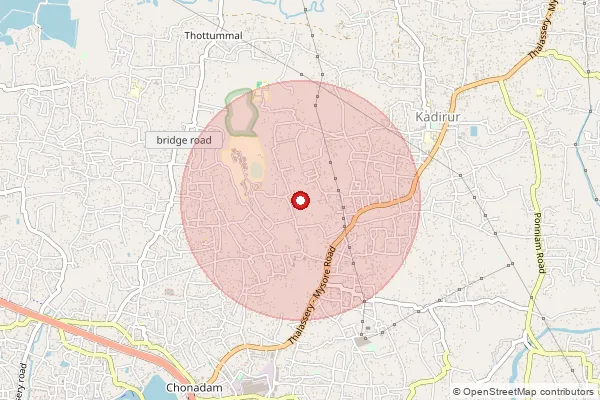 Map showing approximate area covered by Pincode 670105 — Vadakkumbad Bo, Kannur