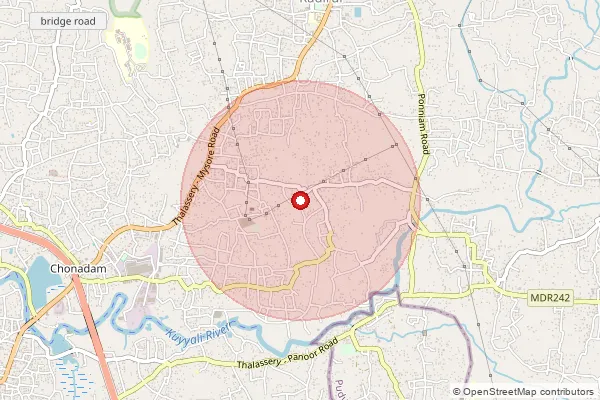 Map showing approximate area covered by Pincode 670107 — Perundattil Bo, Kannur
