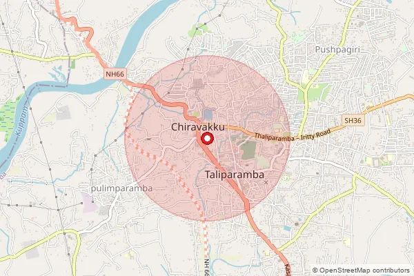 Map showing approximate area covered by Pincode 670141 — Taliparamba Ho, Kannur