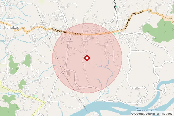 Map showing approximate area covered by Pincode 670142 — Koyyam Bo, Kannur