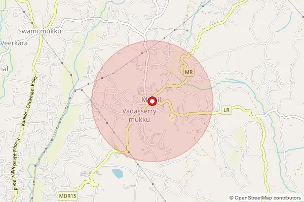 Map showing approximate area covered by Pincode 670307 — Annur Bo, Kannur