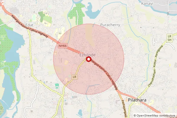 Map showing approximate area covered by Pincode 670309 — Kunhimangalam So, Kannur