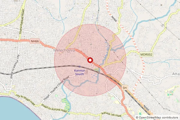 Map showing approximate area covered by Pincode 670331 — Morazha Bo, Kannur