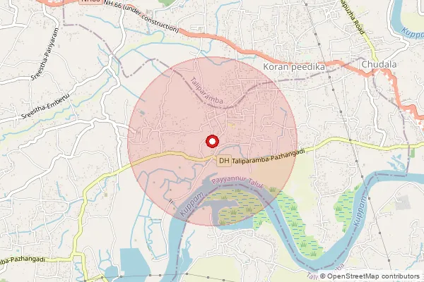 Map showing approximate area covered by Pincode 670334 — Kottila Bo, Kannur
