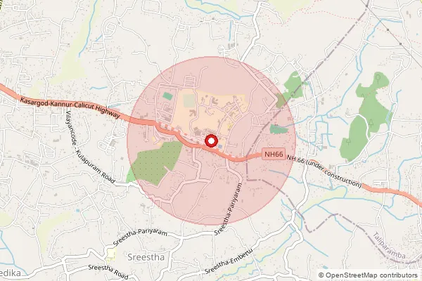 Map showing approximate area covered by Pincode 670503 — Kannur Government Medical College So, Kannur