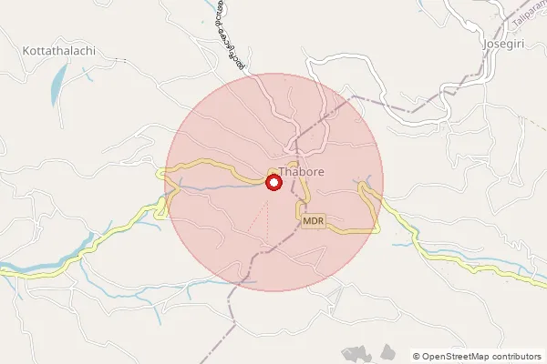 Map showing approximate area covered by Pincode 670511 — Kozhichal Bo, Kannur