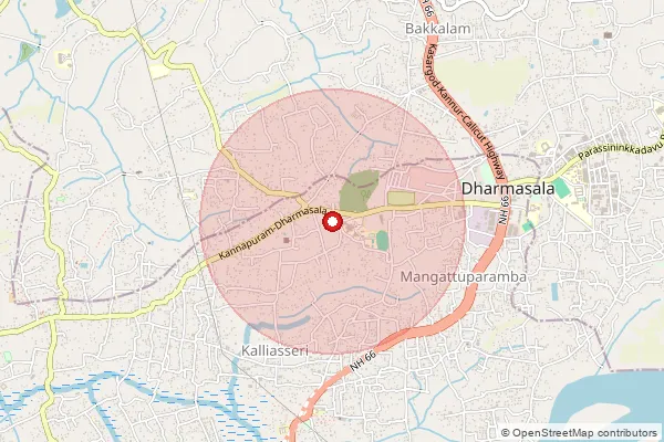 Map showing approximate area covered by Pincode 670567 — Kannur University Campus So, Kannur