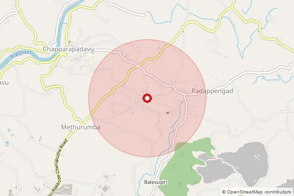 Map showing approximate area covered by Pincode 670581 — Thimirichepparapadava Bo, Kannur
