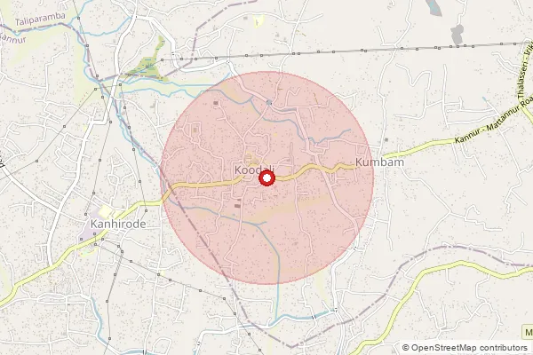 Map showing approximate area covered by Pincode 670592 — Chattuvapara Bo, Kannur